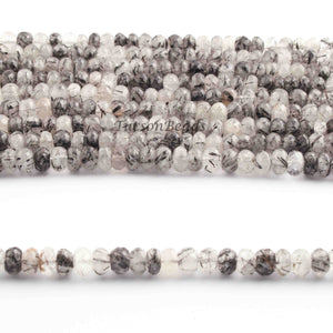 1 Strand Black Rutile Faceted  Rondelles- Rutile Rondelles Beads - 9mm - 13 Inches BR01025 - Tucson Beads