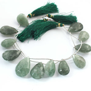 1 Strand Green Strawberry Quartz  Faceted Briolettes - Pear Shape Briolette , Jewelry Making Supplies 24mmx16mm-29mmx19mm 9 Inches BR1036 - Tucson Beads