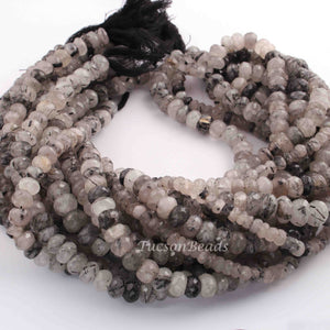 1 Strand Black Rutile Faceted  Rondelles- Rutile Rondelles Beads - 6mm- 10mm - 13 Inches BR01024 - Tucson Beads