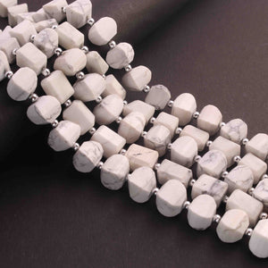 1 Long Strand White Howlite Faceted Fancy Shape Briolettes -Faceted Briolettes  12mmx9mm-12mmx7mm -9.5 Inches  BR01640 - Tucson Beads