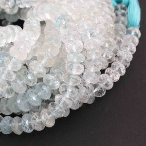 1 Long Strand Aquamarine Faceted Roundels-Round  Shape  Roundels5 mm-9.5 Inches BR0832 - Tucson Beads