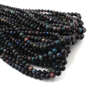 1 Long Strand Black Ethiopian Welo Opal Smooth balls -Round Ball Ethiopian Roundelles Beads 4mm-8mm 16 Inches long BR0124 - Tucson Beads