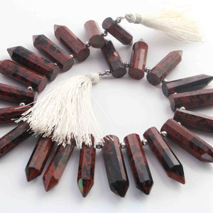 1 Long Strand  Red Jasper Faceted Briolettes - Fancy Shape Briolettes -32mmx9mm-25mmx7mm - 9.5 Inches BR01633 - Tucson Beads