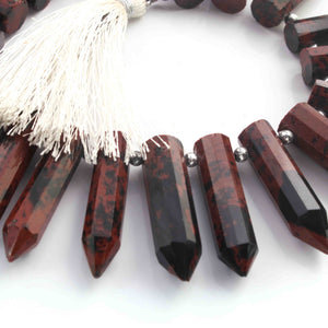 1 Long Strand  Red Jasper Faceted Briolettes - Fancy Shape Briolettes -32mmx9mm-25mmx7mm - 9.5 Inches BR01633 - Tucson Beads