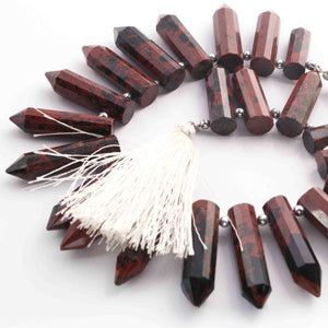 1 Long Strand  Red Jasper Faceted Briolettes - Fancy Shape Briolettes -32mmx9mm-25mmx7mm - 9.5 Inches BR01633 - Tucson Beads