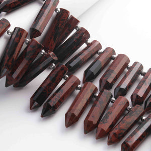 1 Long Strand  Red Jasper Faceted Briolettes - Fancy Shape Briolettes -32mmx9mm-25mmx7mm - 9.5 Inches BR01633 - Tucson Beads