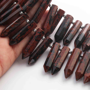 1 Long Strand  Red Jasper Faceted Briolettes - Fancy Shape Briolettes -32mmx9mm-25mmx7mm - 9.5 Inches BR01633 - Tucson Beads