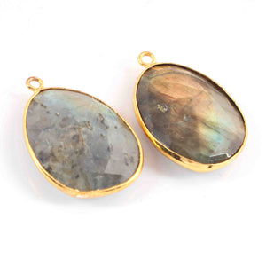 25 Pcs Labradorite 24k Gold Plated Faceted Assorted Shape  Pendant  - 26mmx19mm-28mmx20mm PC1077 - Tucson Beads