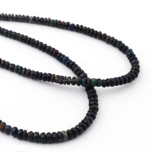 1 Long Strand Black Ethiopian Welo Opal Faceted Rondelles - Ethiopian Roundelles Beads 3mm-5mm 17 Inches long BR0122 - Tucson Beads