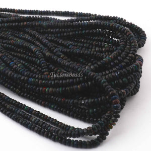 1 Long Strand Black Ethiopian Welo Opal Faceted Rondelles - Ethiopian Roundelles Beads 3mm-5mm 17 Inches long BR0122 - Tucson Beads