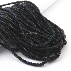 1 Long Strand Black Ethiopian Welo Opal Faceted Rondelles - Ethiopian Roundelles Beads 3mm-5mm 17 Inches long BR0122 - Tucson Beads