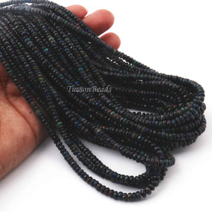 1 Long Strand Black Ethiopian Welo Opal Faceted Rondelles - Ethiopian Roundelles Beads 3mm-5mm 17 Inches long BR0122 - Tucson Beads