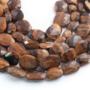 1  Strand Brown Tiger Eye  Faceted Briolettes  - Assorted Briolettes -21mmx15mm-11mmx10mm 10.5 Inches BR01627 - Tucson Beads