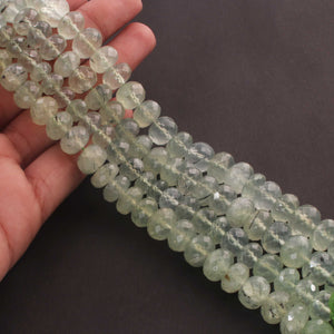 1 Strand Prehnite Faceted Rondelles - Round Shape Rondelles  - 5mm-12mm - 10 Inches BR02006 - Tucson Beads