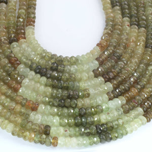 1 Strand Natural Green Grossular Garnet  Faceted Roundelles  - Rondelles Beads- 6mm - 14 inches BR02010 - Tucson Beads