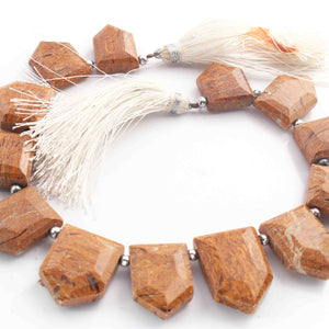 1 Long Strand Brown Jasper Faceted Briolettes - Pentagon Shape Briolettes -17mmx12mm - 9- Inches BR01626 - Tucson Beads