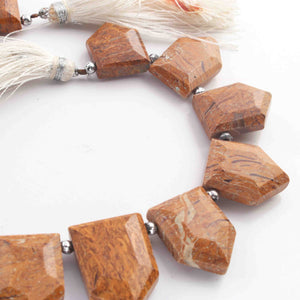 1 Long Strand Brown Jasper Faceted Briolettes - Pentagon Shape Briolettes -17mmx12mm - 9- Inches BR01626 - Tucson Beads