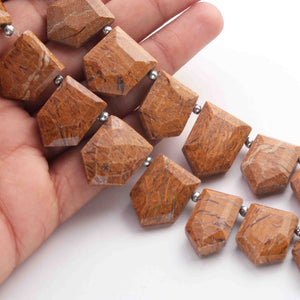 1 Long Strand Brown Jasper Faceted Briolettes - Pentagon Shape Briolettes -17mmx12mm - 9- Inches BR01626 - Tucson Beads