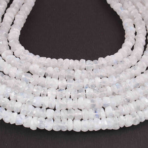 1 Strand White Rainbow Moonstone  Faceted  Rondelles- Rondelles Beads -5mm- 12 Inches BR2191 - Tucson Beads