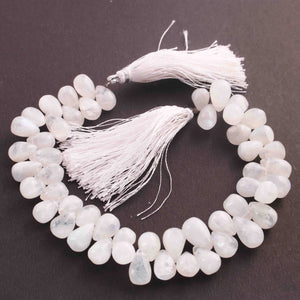 1 Long Strand White Rainbow Moonstone Smooth Briolettes -Tear Shape Briolettes -15mmx11mm-8mmx6mm-8 Inches BR01622 - Tucson Beads