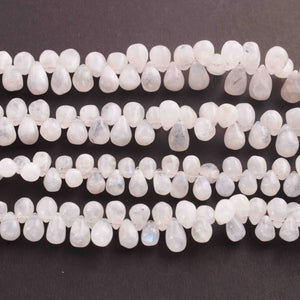 1 Long Strand White Rainbow Moonstone Smooth Briolettes -Tear Shape Briolettes -15mmx11mm-8mmx6mm-8 Inches BR01622 - Tucson Beads