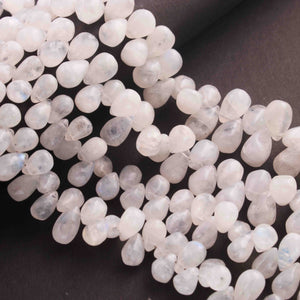 1 Long Strand White Rainbow Moonstone Smooth Briolettes -Tear Shape Briolettes -15mmx11mm-8mmx6mm-8 Inches BR01622 - Tucson Beads