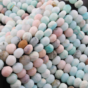 1  Strand Peru opal Faceted Roundells -Round  Roundells 7mmx9mm-13 Inches BR0321 - Tucson Beads