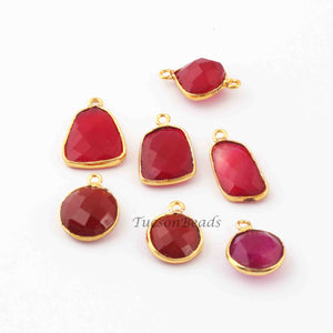 7  Pcs Mix Stone Faceted  Assorted  Shape 24k Gold Plated Connector&Pendant  - 20mmx14mm-15mmx12mm-PC715 - Tucson Beads