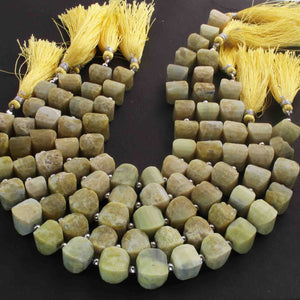 1  Long Strand Yellow Opal Faceted Briolettes -Fancy Shape Briolettes - 11mmx12mm-10mm 9.5- Inches BR01623 - Tucson Beads