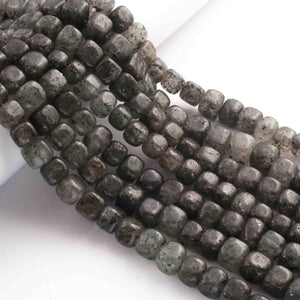 1  Long Strand Black Rutile  Smooth Briolettes - Box Shape  Briolettes - 6mmx7mm-8mmx8mm- 11 Inches BR01655 - Tucson Beads