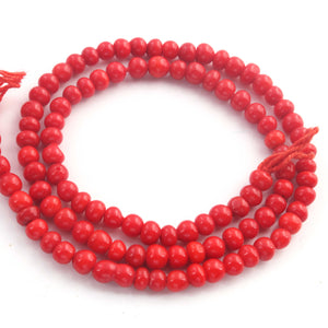 1 Strand Red Coral Smooth Beads Balls Beads, Gemstone Balls Beads-4mm -14.5 Inches br1008 - Tucson Beads