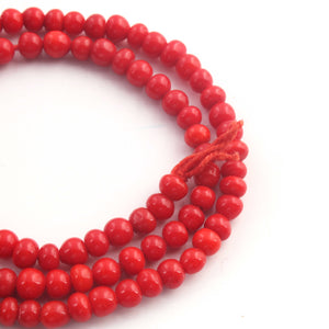 1 Strand Red Coral Smooth Beads Balls Beads, Gemstone Balls Beads-4mm -14.5 Inches br1008 - Tucson Beads