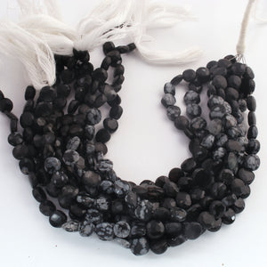 1 Strand Black Snow Flake Faceted Coin Briolettes - Black Snow Coin Beads 7mm 8.5 inches BR1081 - Tucson Beads