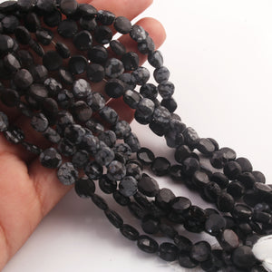 1 Strand Black Snow Flake Faceted Coin Briolettes - Black Snow Coin Beads 7mm 8.5 inches BR1081 - Tucson Beads