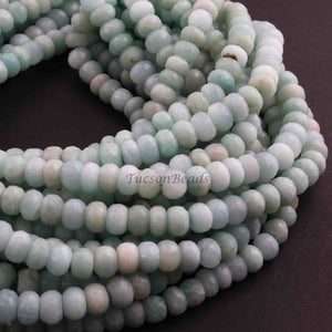 1 Strand Amazonite Faceted Rondelles - Amazonite Roundel Beads - 9mm-10mm - 13 Inches BR01041 - Tucson Beads