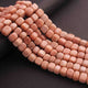 1 Strand Peach Moonstone Smooth Cube Briolettes - Cube shape Beads -6mmx8mm-9mmx10mm - 10.5 Inches BR01651 - Tucson Beads