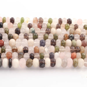 1  Strand Multi Stone  Smooth Roundelles - Plain Semiprecious Rondelles - 8mm-11mm-10 Inches BR02703 - Tucson Beads