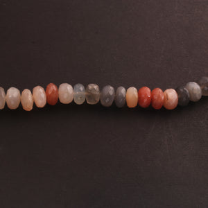 1 Strand Multi Moonstone Faceted Rondelles -  Multi Moonstone Faceted Roundle 10mm 8 Inches BR1096 - Tucson Beads