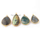 4 Pcs Mix Stone Faceted Pear Shape 24k Gold Plated Pendant&Connector - 39mmx8mm-27mmx18mm PC694 - Tucson Beads