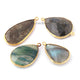 4 Pcs Mix Stone Faceted Pear Shape 24k Gold Plated Pendant&Connector - 39mmx8mm-27mmx18mm PC694 - Tucson Beads