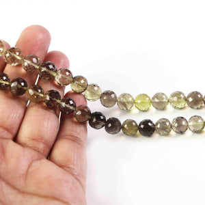 1 Strand Bio Lemon Quartz & Smoky Quartz Faceted Rondelle -Rondelle Beads 8mm-10mm 8.5 Inches BR436 - Tucson Beads