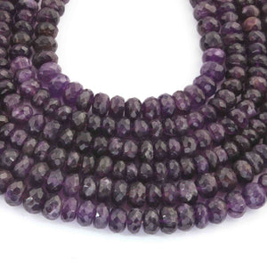 1 Strand Amethyst Faceted Roundels-Rondelles Beads 9mm 11 Inches BR3492 - Tucson Beads