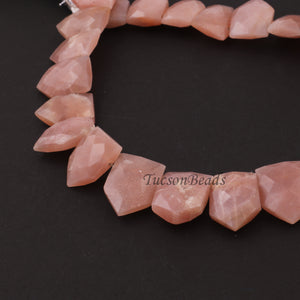 1 Strand Peach Moonstone Faceted Briolettes - Hexagon Shape Moonstone Briolettes  18mmx13mm-13mmx9mm - 10 Inches BR4086 - Tucson Beads