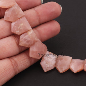 1 Strand Peach Moonstone Faceted Briolettes - Hexagon Shape Moonstone Briolettes  18mmx13mm-13mmx9mm - 10 Inches BR4086 - Tucson Beads