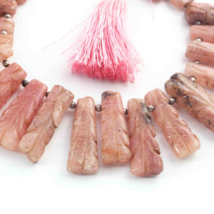 1 Strand Rhodochrosite Carving Briolettes -Rectangle Shape Briolettes -31mmx10mm-20mmx8mm - 8 Inches BR01737 - Tucson Beads