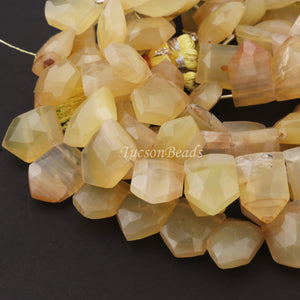 1 Strand Yellow Opal Faceted Briolettes - Hexagon Shape Briolettes  17mmx13mm-16mmx11mm - 9 Inches BR4089 - Tucson Beads