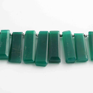 1 Strand Green Chalcedony Faceted Rectangle Shape Briolettes - Jewelry Making Supplies - 23mmx8mm-37mmx12mm 9 .5 Inch BR3226 - Tucson Beads