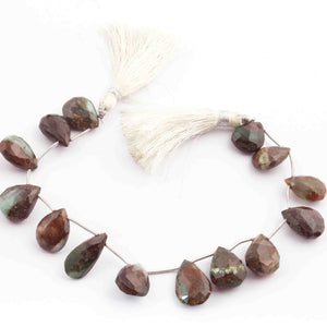 1  Strand  Unakite Faceted Briolettes -Pear Shape  Briolettes  13mmx7mm-15mmx10mm 9 Inches BR3588 - Tucson Beads