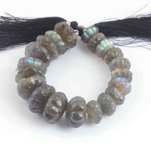 1  Long Strand Labradorite Melon Bead Faceted Roundells -Round Shape  13mm-19mm 9 Inches BR2352 - Tucson Beads