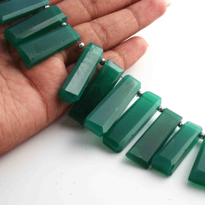 1 Strand Green Chalcedony Faceted Rectangle Shape Briolettes - Jewelry Making Supplies - 23mmx8mm-37mmx12mm 9 .5 Inch BR3226 - Tucson Beads